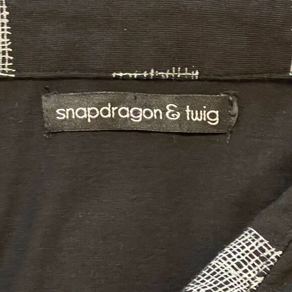 Snapdragon & Twig Collared Tunic Top Black Grid Squares Lagenlook Tunic Size S - Picture 12 of 15